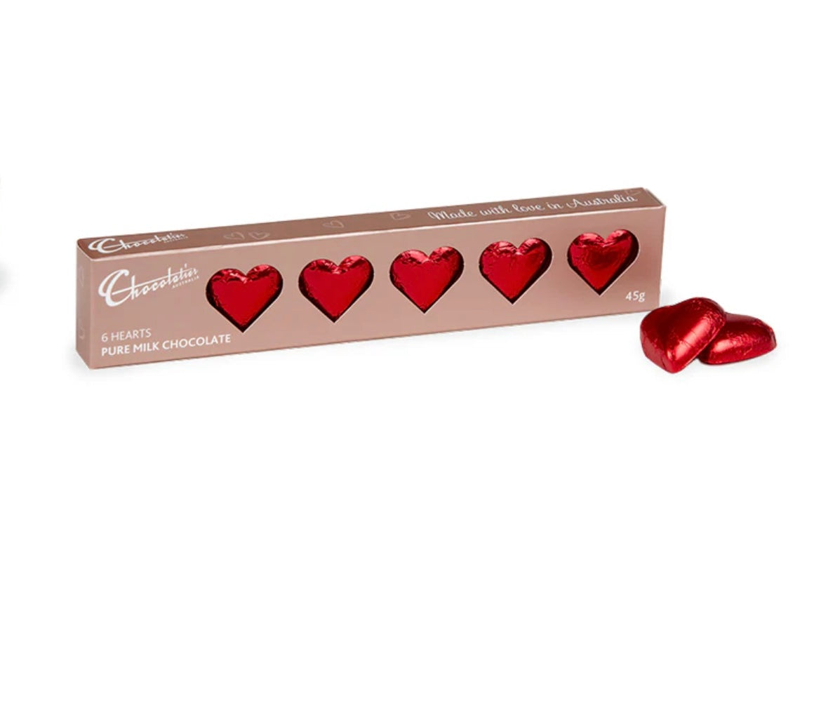 Chocolatier Australia Milk Chocolate Hearts Gift Box